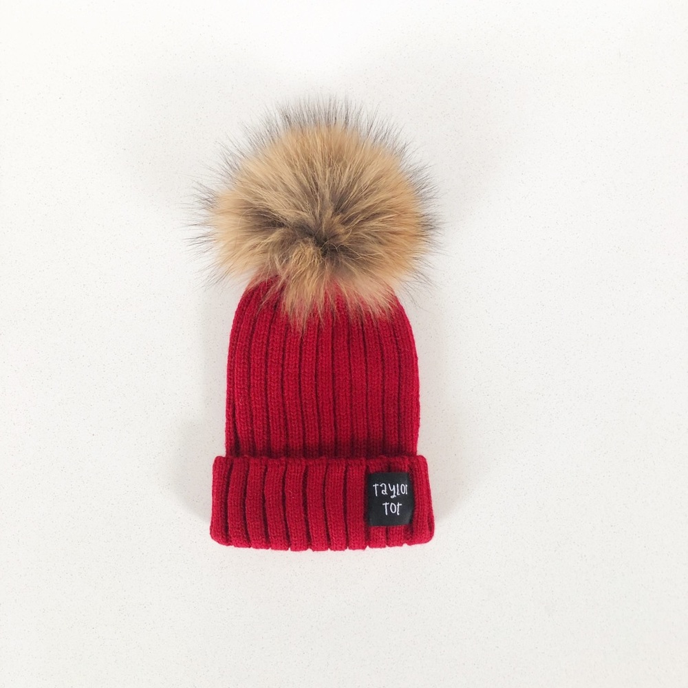 NWT Fur Pom Pom Beanie - Picture 4 of 9